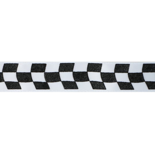 5/8" x 4yd. Wavy Black & White Check Ribbon by Celebrate It®
